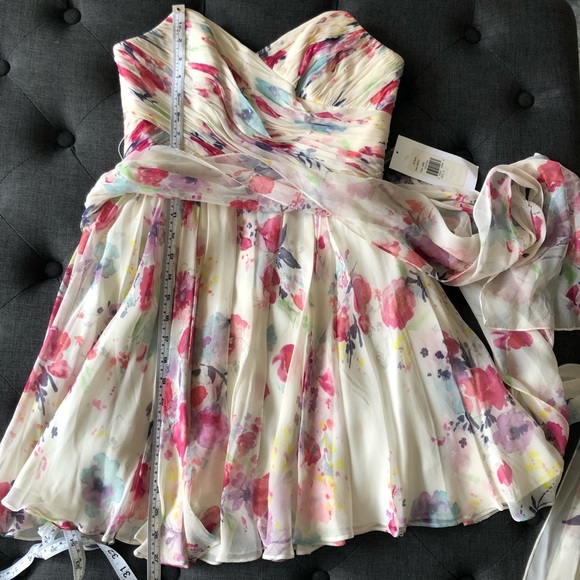 NWT Jill Stuart Silk Floral Cocktail Dress with Tie Waist and Removable … - Picture 12 of 16